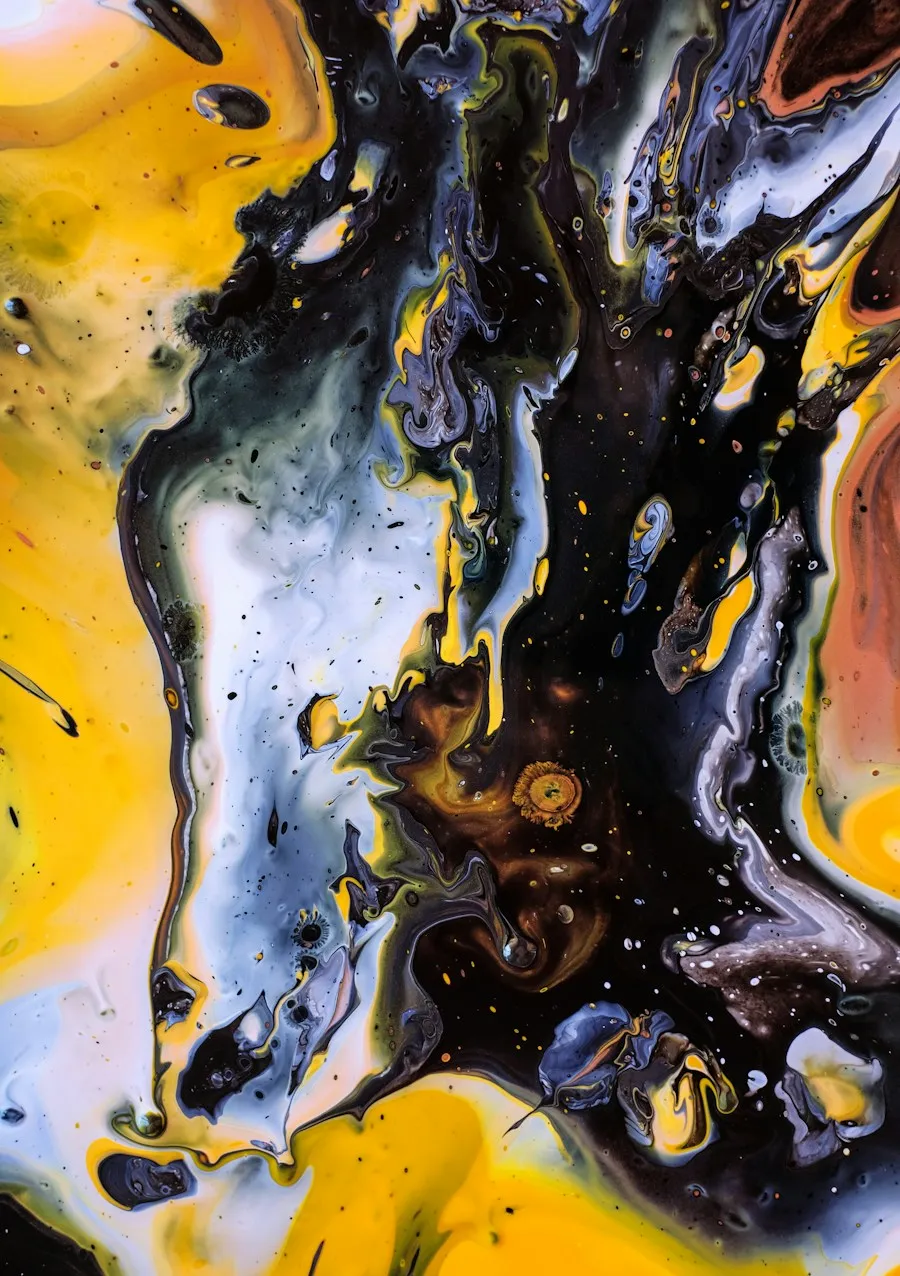 Abstract painting with layered color and textured brush marks